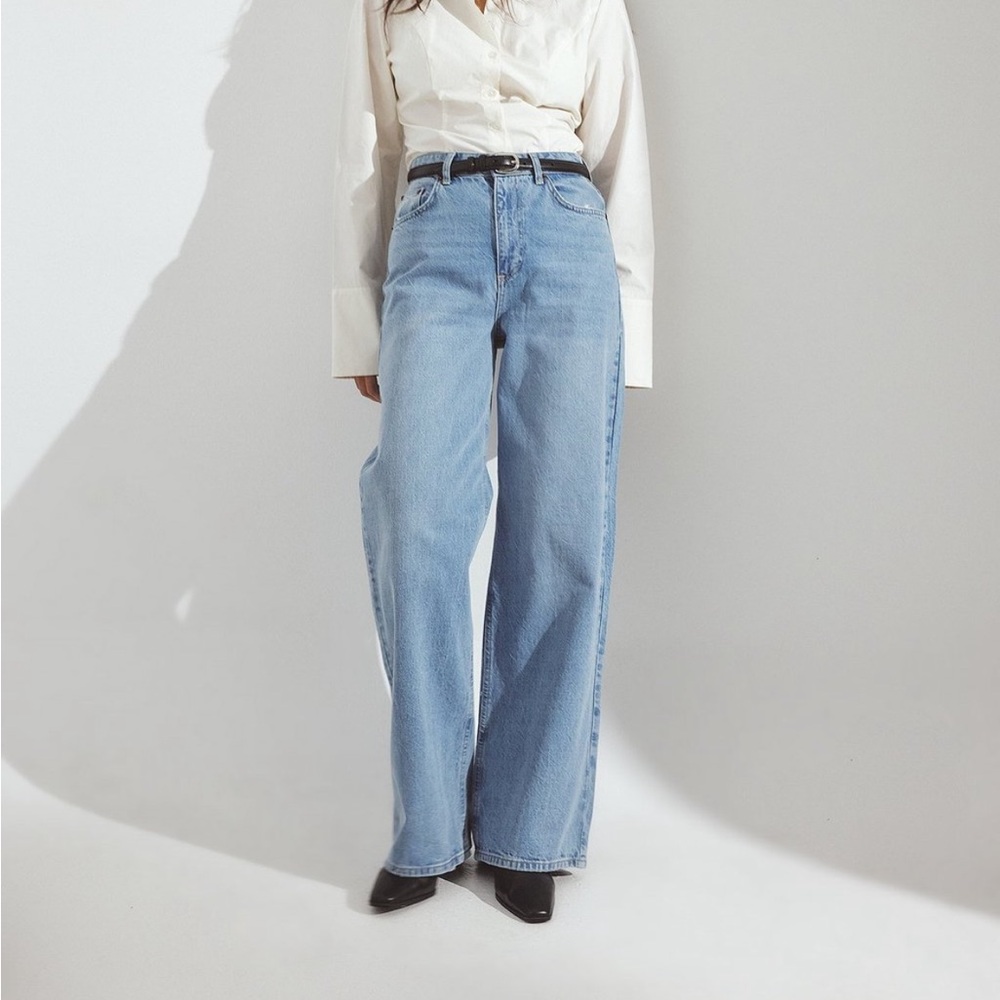 Na-kd High-Rise Wide Leg Jeans in Light Blue
